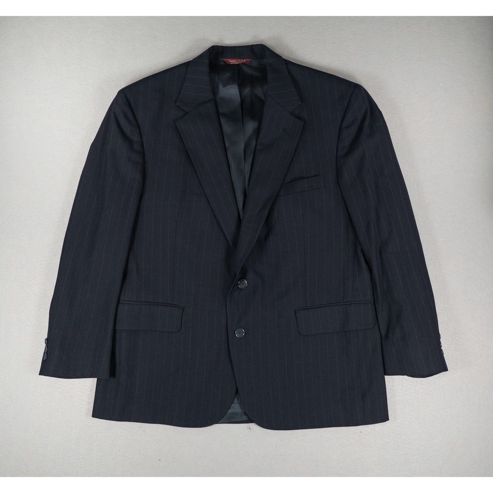 Botany 500 Mens Blazer Couture Pinstripe Navy Blue 100% Wool Vintage Union Made